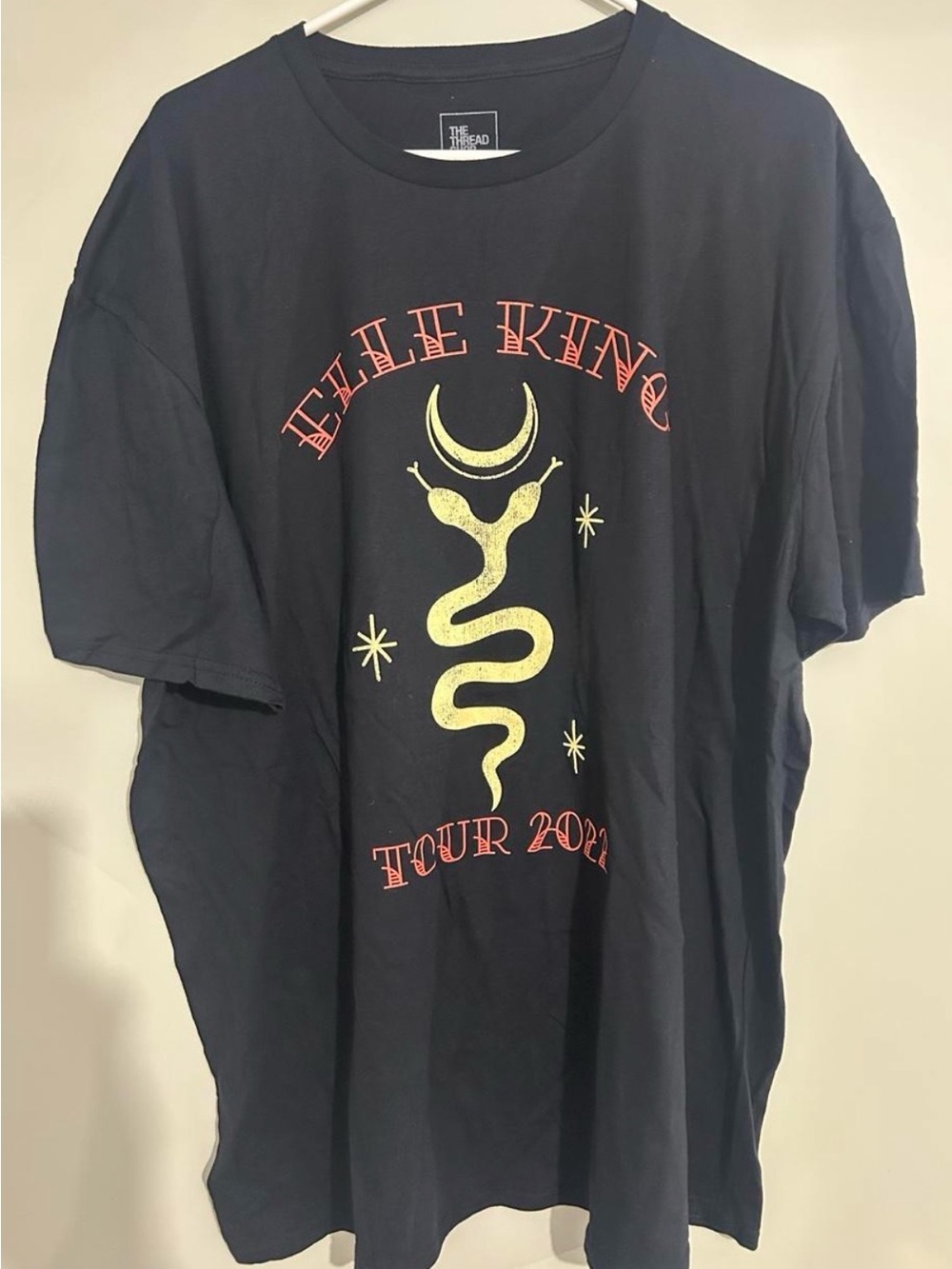 Elle King 2022 Tour Black Graphic T-Shirt with Yellow Snake Print